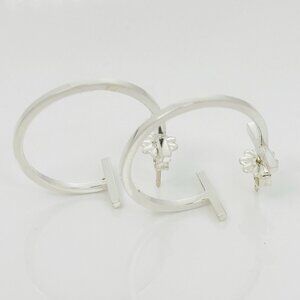 Tiffany T Square Wire Smile Medium 0.90" Hoop Earrings in Silver